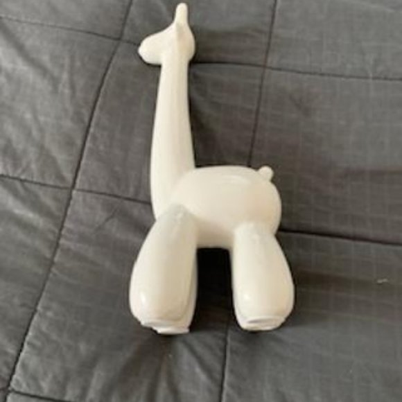 Ceramic 13 Inch White Giraffe Balloon Animal - Picture 5 of 8